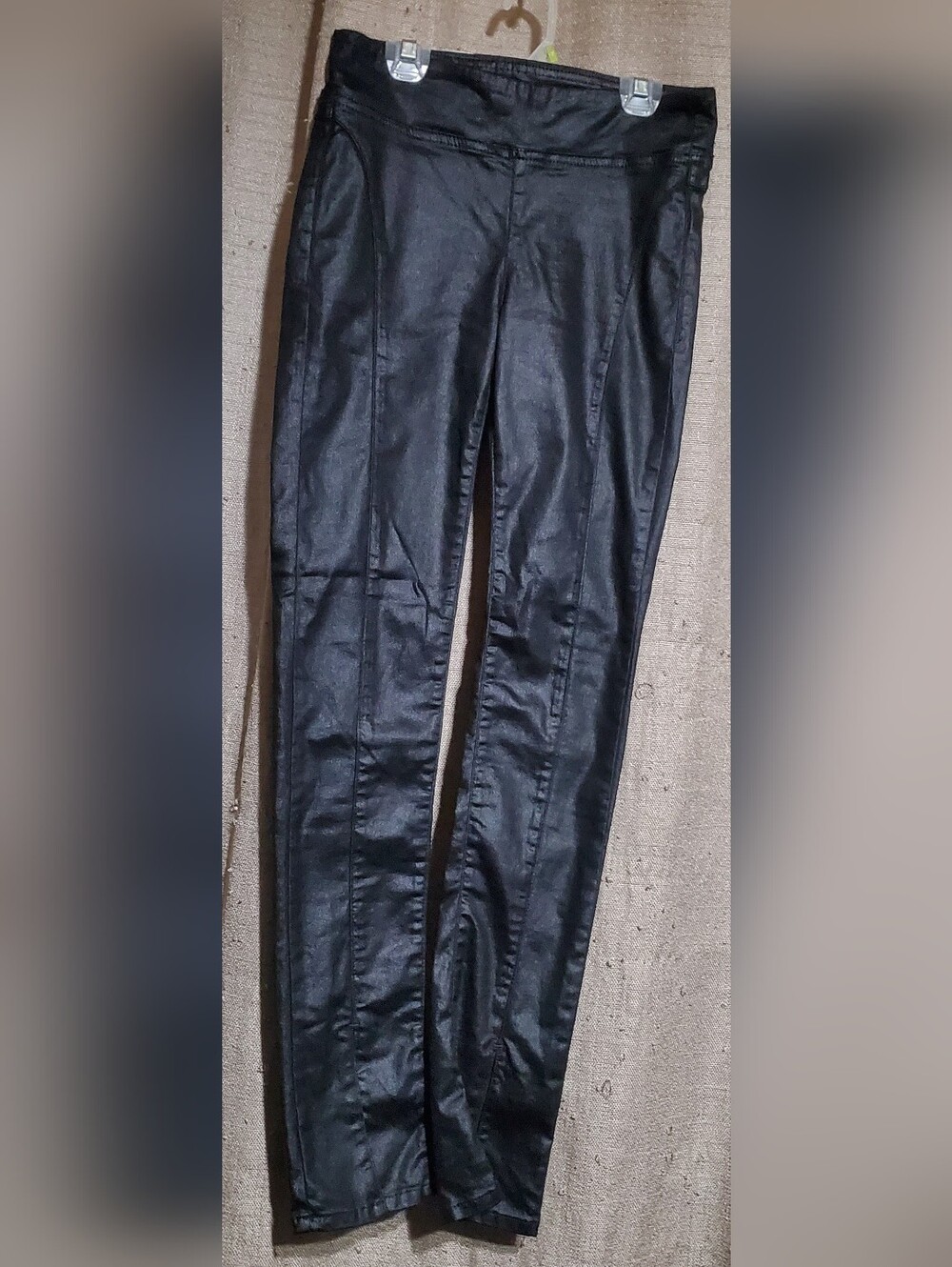 We The Free Black Coated Jeggings - Sleek Faux Leather Look SZ XS